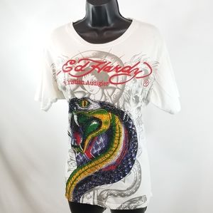 Ed Hardy Christian Audiger Large T Shirt Cobra